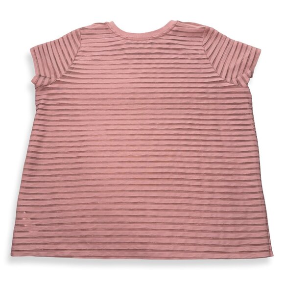 Eloquii Shirt Womens 14/16 Short Sleeve Tee Pink Textured Stripes Shimmer Top‎ - Picture 9 of 9